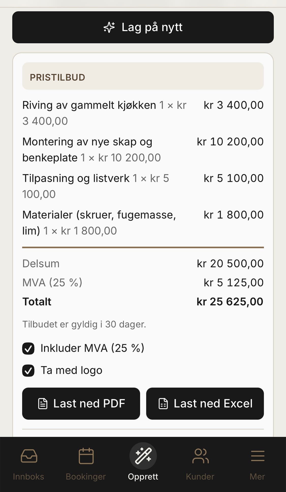 LunaCatch – opprett